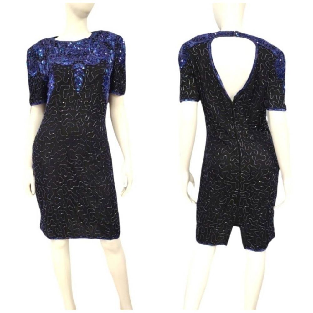 Vintage Silky Nites Beaded Cocktail Dress 10